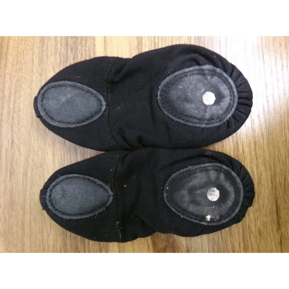 Pre-Owned Dance Ballet Shoes Black Adult 4 Kids Split Sole Leather